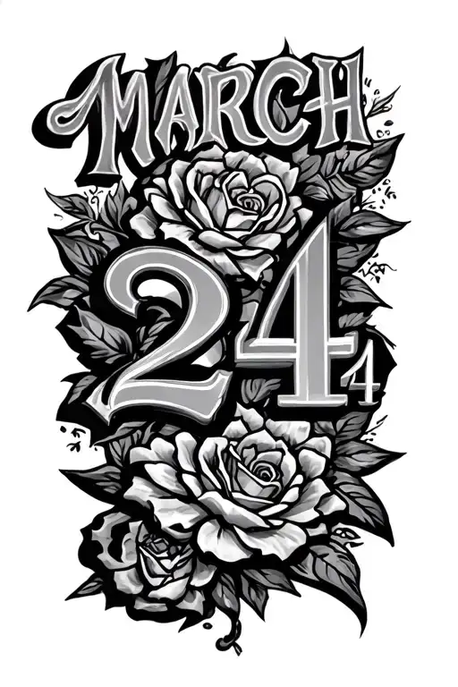 March 24 1996 number and letter tattoo design idea