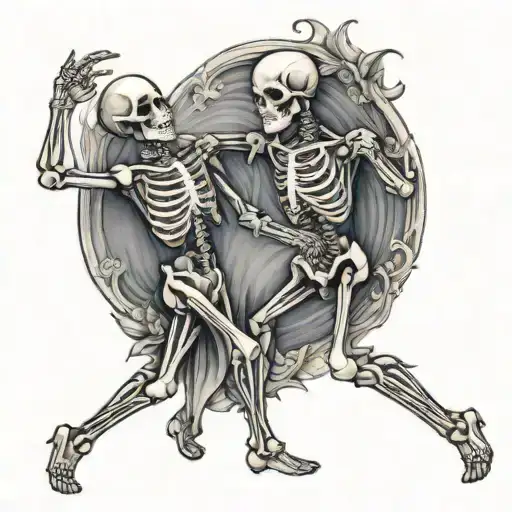 ballroom dancing skeleton tattoo design idea
