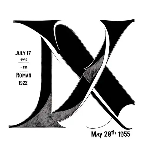 intersecting roman numerals july 17 1929 horizontal and may 28th 1955 vertical  tattoo design idea