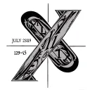 intersecting roman numerals july 17 1929 horizontal and may 28th 1955 vertical  tattoo design idea