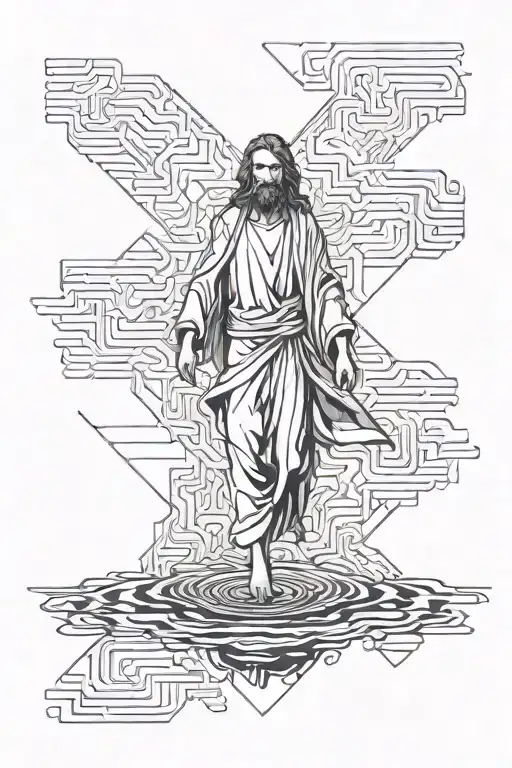 Jesus walking on water tattoo design idea
