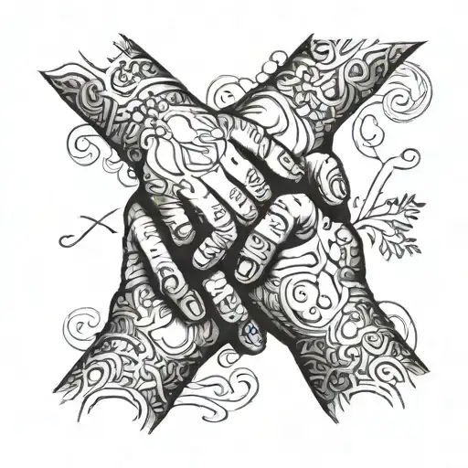  hands pinky promise with saying "no matter what, no matter when"  tattoo design idea