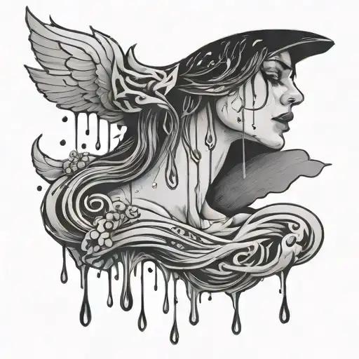 raining tears neck tattoo tattoo design idea