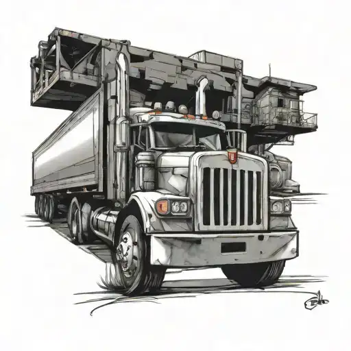 car hauler 18 wheeler semi truck tattoo design idea
