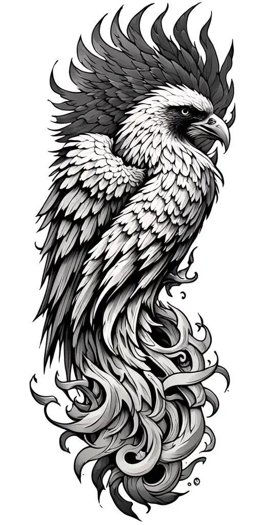 Phoenix burning and Catholic inspired tattoo tattoo design idea