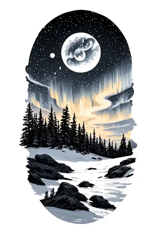 alaska big dipper Northern lights tattoo design idea
