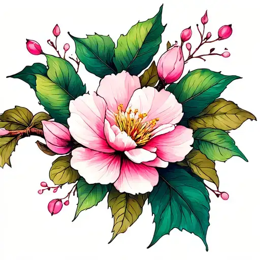 sugar plum blossom tattoo design idea