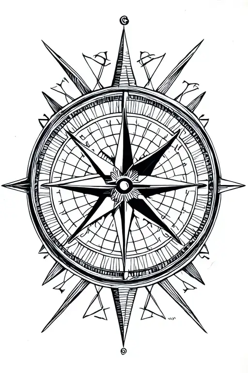 maritime compass tattoo intertwined tattoo design idea