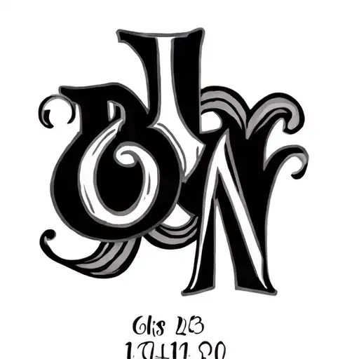 children's initials and birthdate tattoo design idea