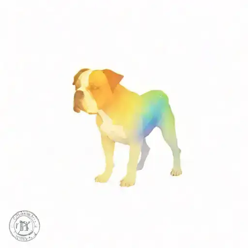 rainbow American bulldog tattoo design idea