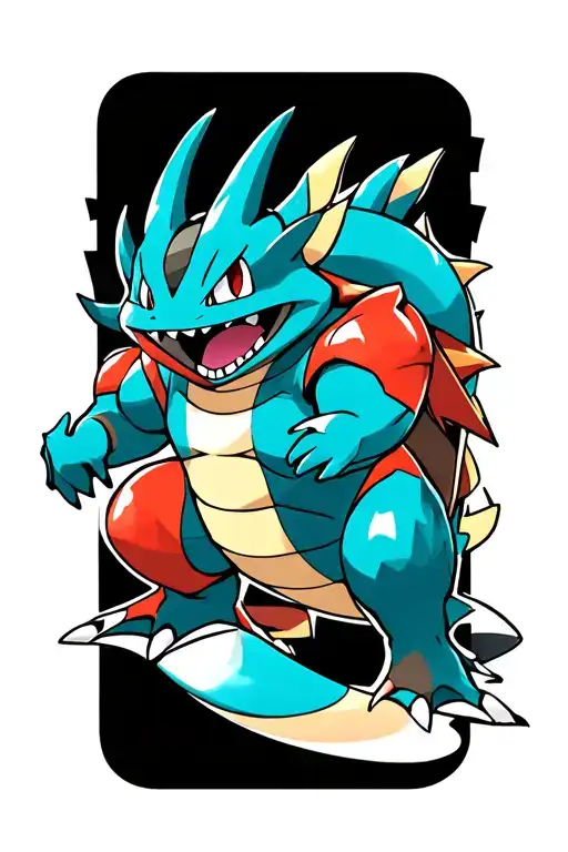machamp and shiny gyarados pokemon tattoo design idea