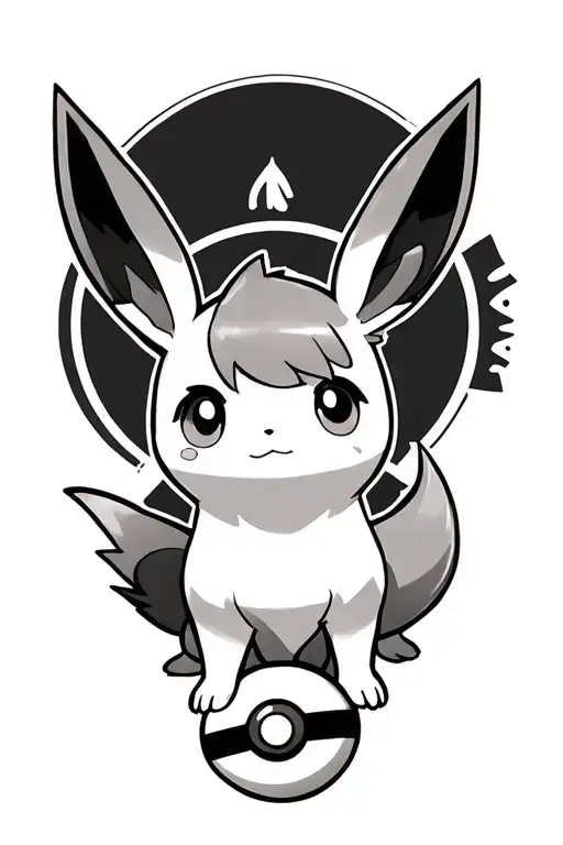 eevee with pokeball tattoo design idea