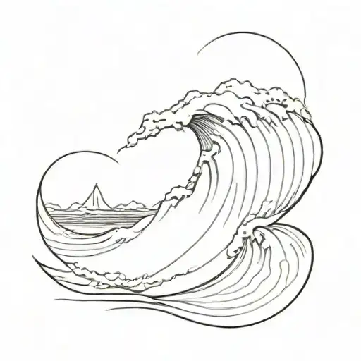 A minimalist wave crashing on the shore tattoo design idea