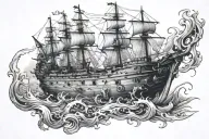 UNDERWATER SHIPWRECK tattoo design idea