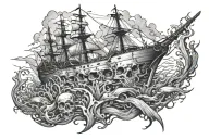 UNDERWATER SHIPWRECK tattoo design idea