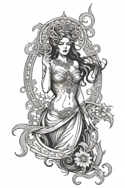 lilith symbol, lilith goddess, olws, dark of the moon, tarot card  tattoo design idea