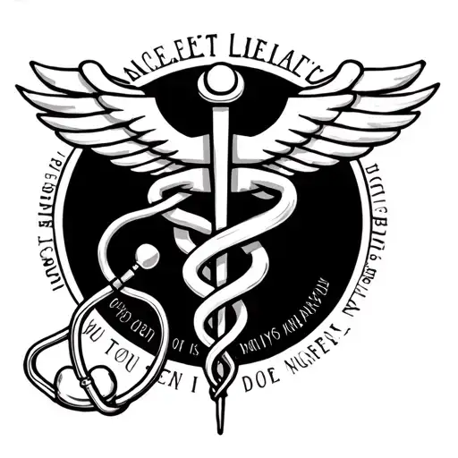 The caduceus symbol intertwined with stethoscope and maya angelou open quote tattoo design idea