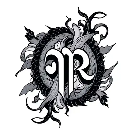 The word MआRऋN designed as an abstract tattoo, combining Latin and Devanagari letters into a flowing, sacred design. Inc tattoo design idea