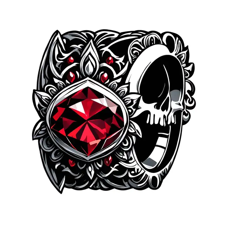 red ruby, tribal, jewelry, band tattoo design idea