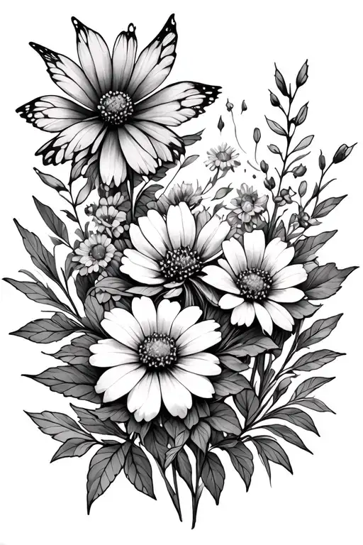 wildflowers, fairies, Appalachia tattoo design idea