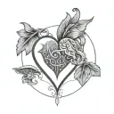 Fine Line Heart with virgo capricorn and leo zodiac sign tattoo design idea