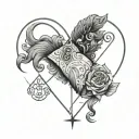Fine Line Heart with virgo capricorn and leo zodiac sign tattoo design idea