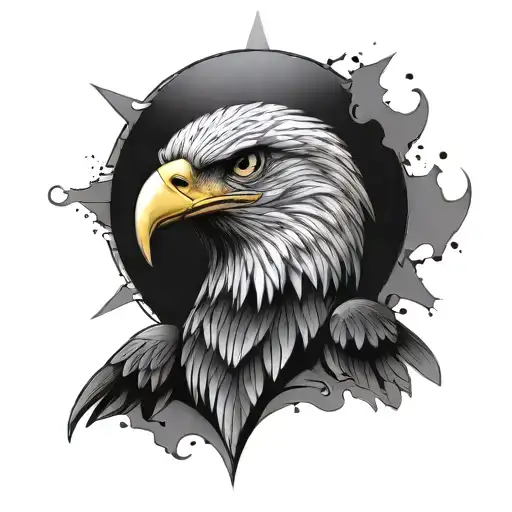 Illuminati eye and bald eagle  tattoo design idea