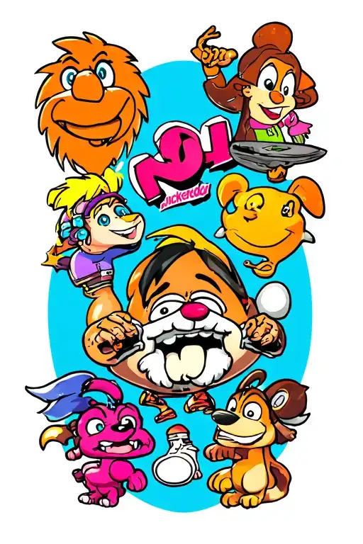 pop culture sleeve of 90 Nickelodeon cartoons tattoo design idea