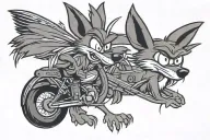 gangster wile e coyote roadrunner tattoo design idea