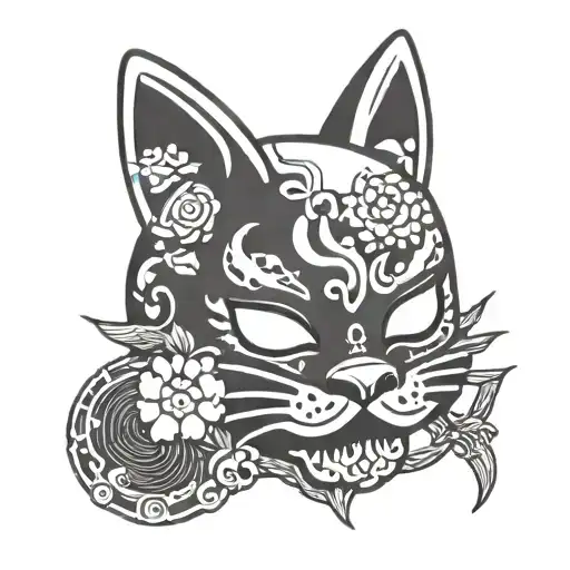 hello kitty oni mask tattoo design idea