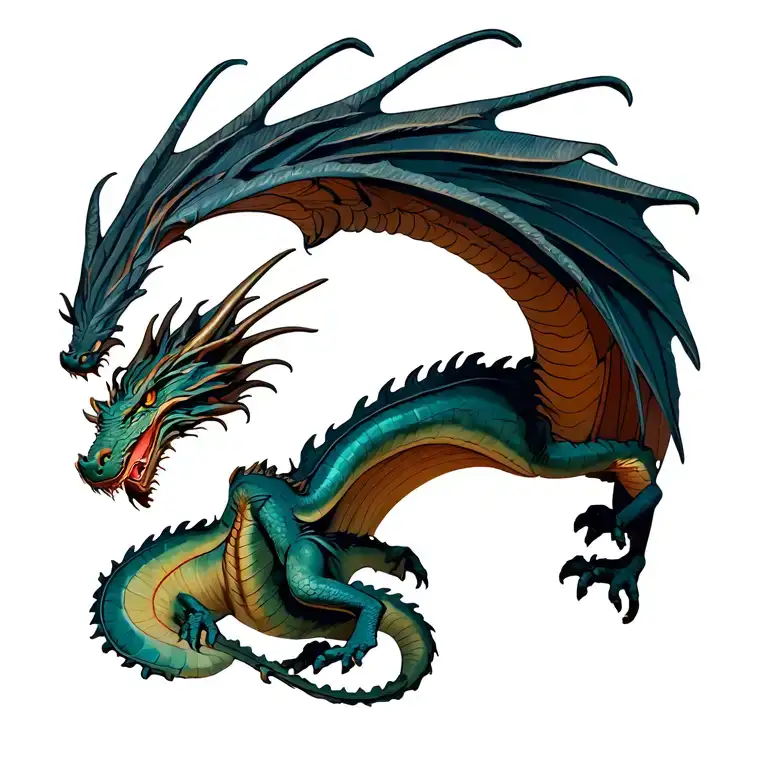 dragon flying tattoo design idea