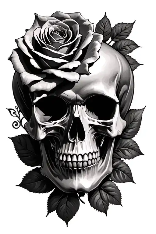 skulls And 2 roses tattoo design idea
