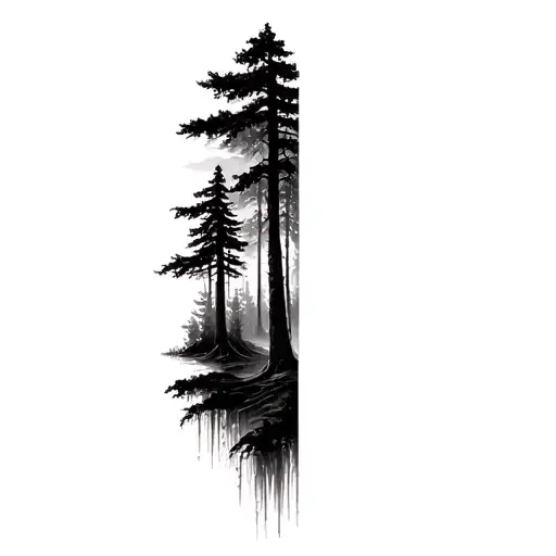 dark dense shaded forest tattoo design idea