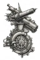usmc artillery, navy hull tech themed tattoo, merchant marine tattoo design idea