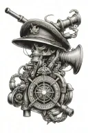 usmc artillery, navy hull tech themed tattoo, merchant marine tattoo design idea