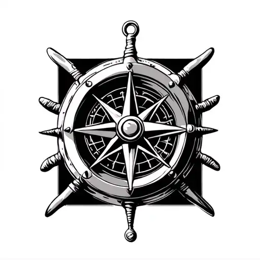 anchor wheel compass design tattoo design idea