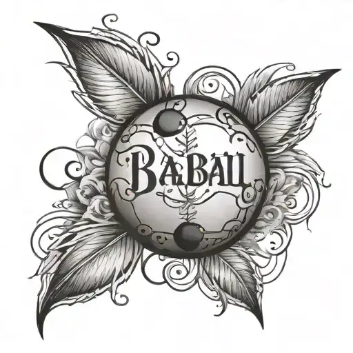 baeball with family names in the stiches tattoo design idea
