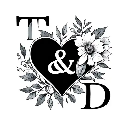 initial couples tattoo T & D with a heart or flower t and d seperate cause will be on two different arms tattoo design idea