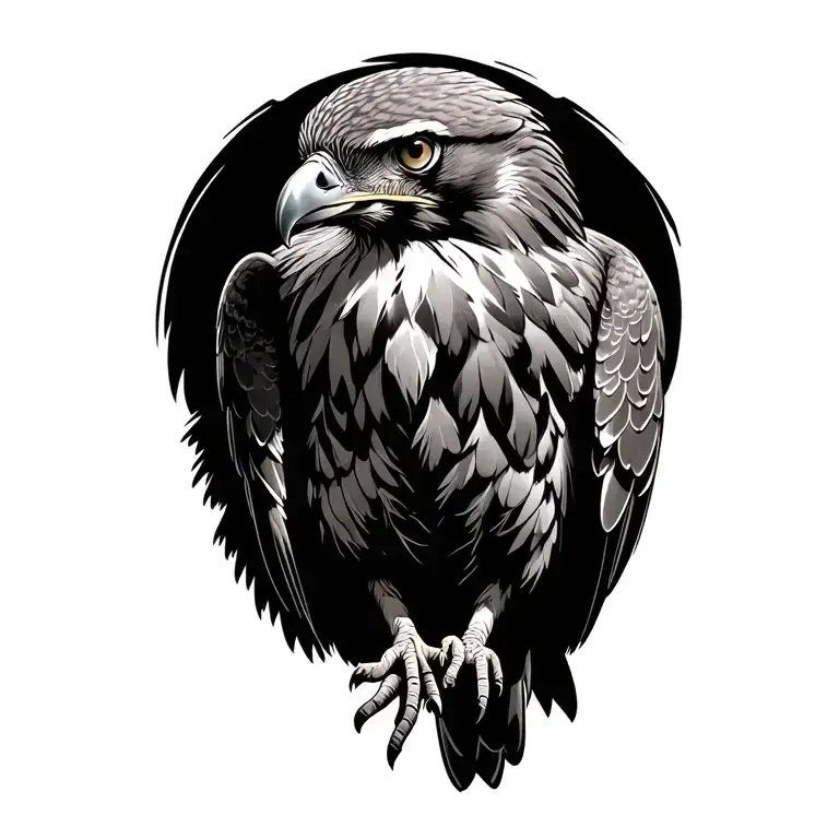 red tail hawk perched tattoo design idea