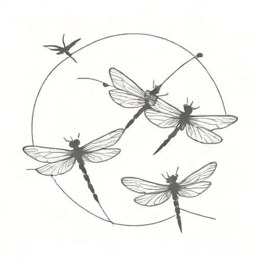 the time 3:30 with three dragonflies flying tattoo design idea