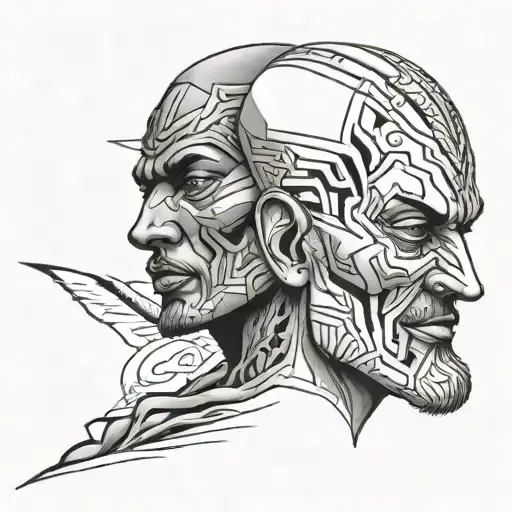 2 face tattoo design idea