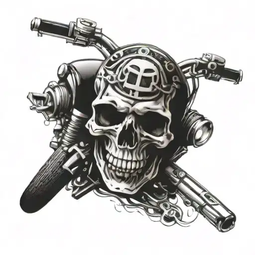 skull motorcycle and number 7 tattoo design idea