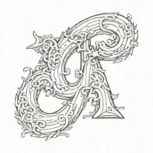 Ampersand that is made from wood grain tattoo design idea