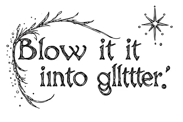 "Blow it into glitter" fairy dust travelling tattoo design idea