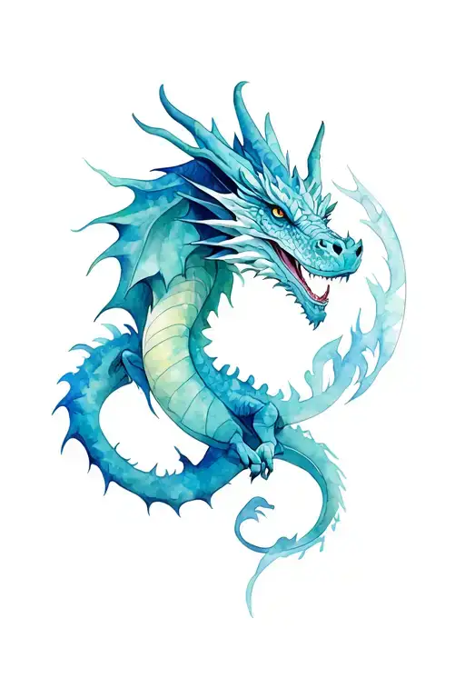 dragon and lord of the rings surrounded tattoo design idea