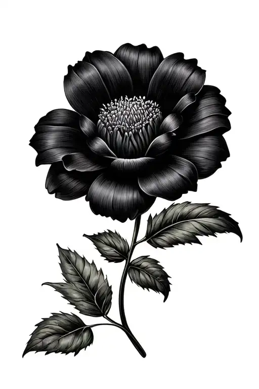 Margarita flower with a black bun symbolizing the mourning of a loss tattoo design idea