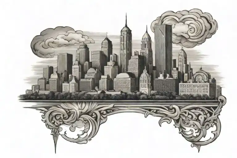 Philly skyline in the number 215 carved tattoo design idea
