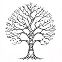 tree with dna strand-shape trunk symbolizing life  tattoo design idea