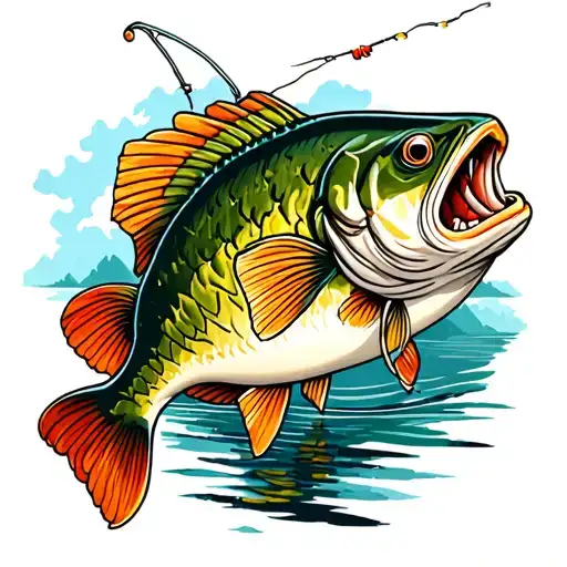 bass fish fishing tattoo design idea