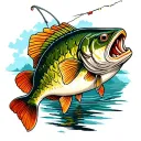 bass fish fishing tattoo design idea